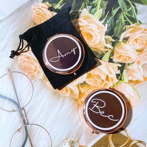 Personalised Rose Gold compact mirror|Name mirror